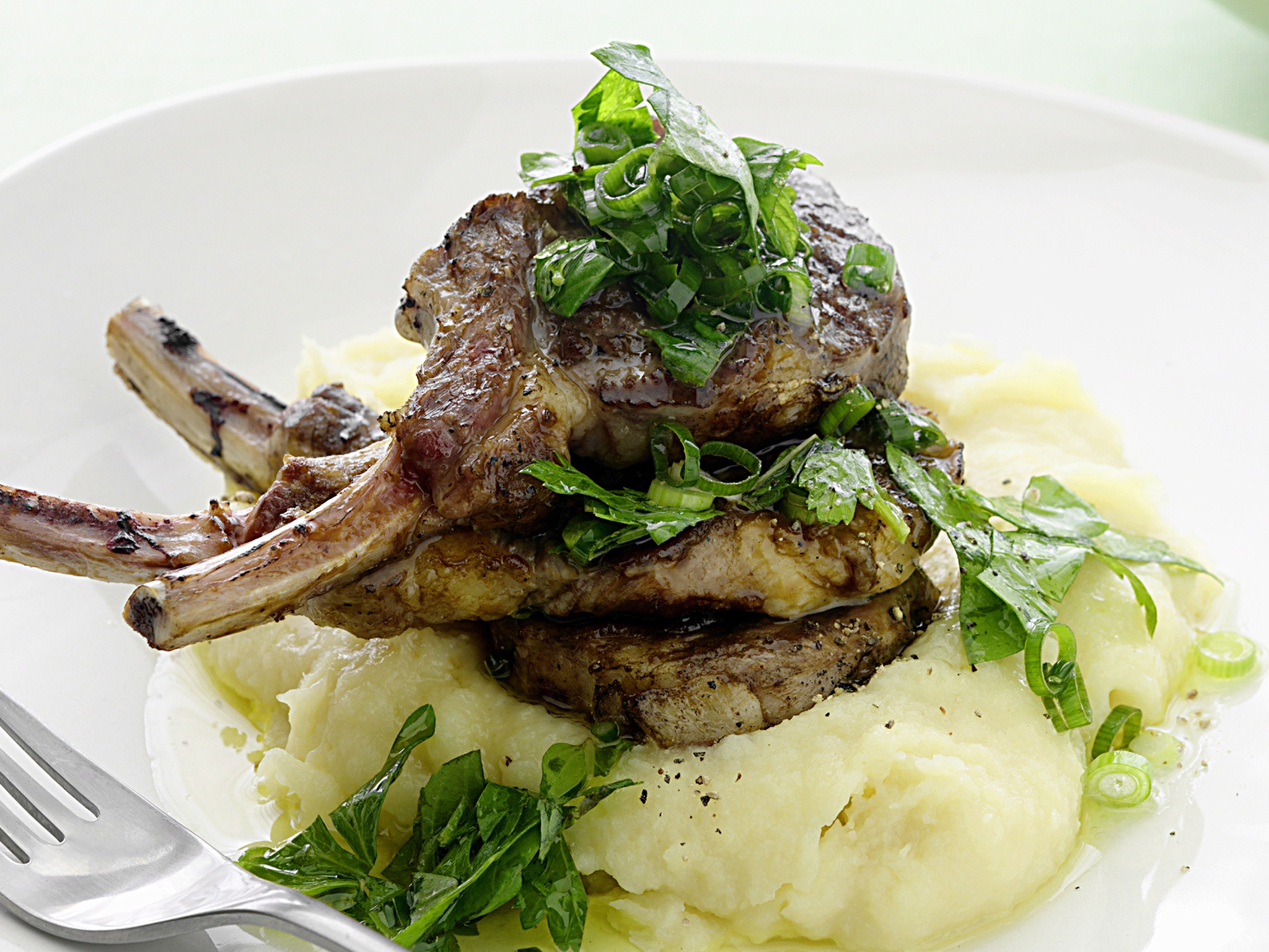 Lamb Cutlets with Chunky Salsa Verde and Parsnip Puree