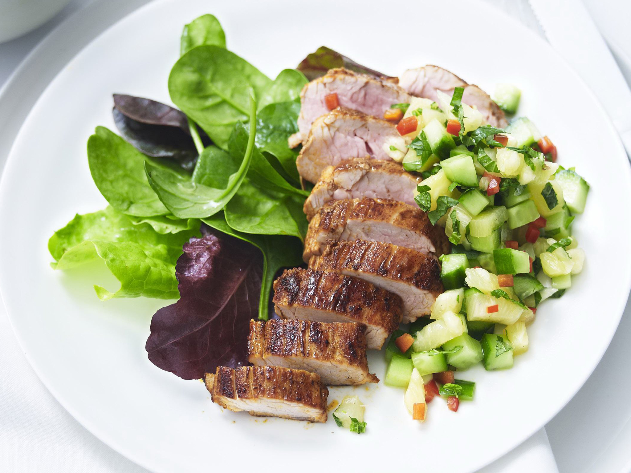 pork with pineapple and cucumber salsa