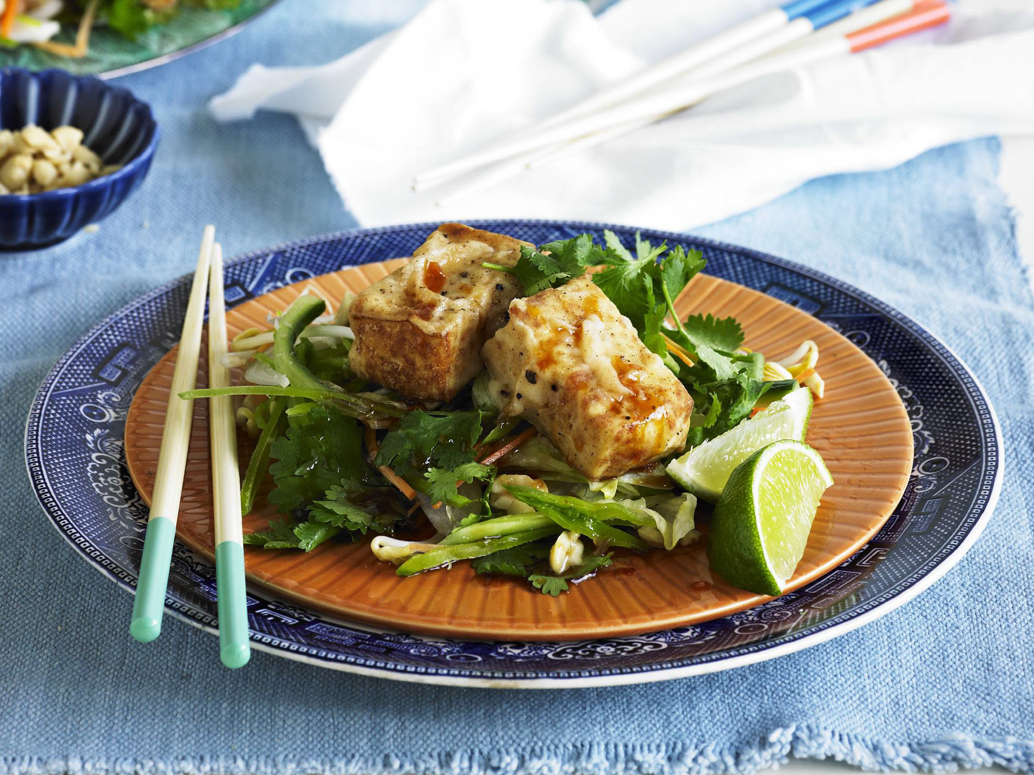 salt and pepper tofu with chilli lime dressing