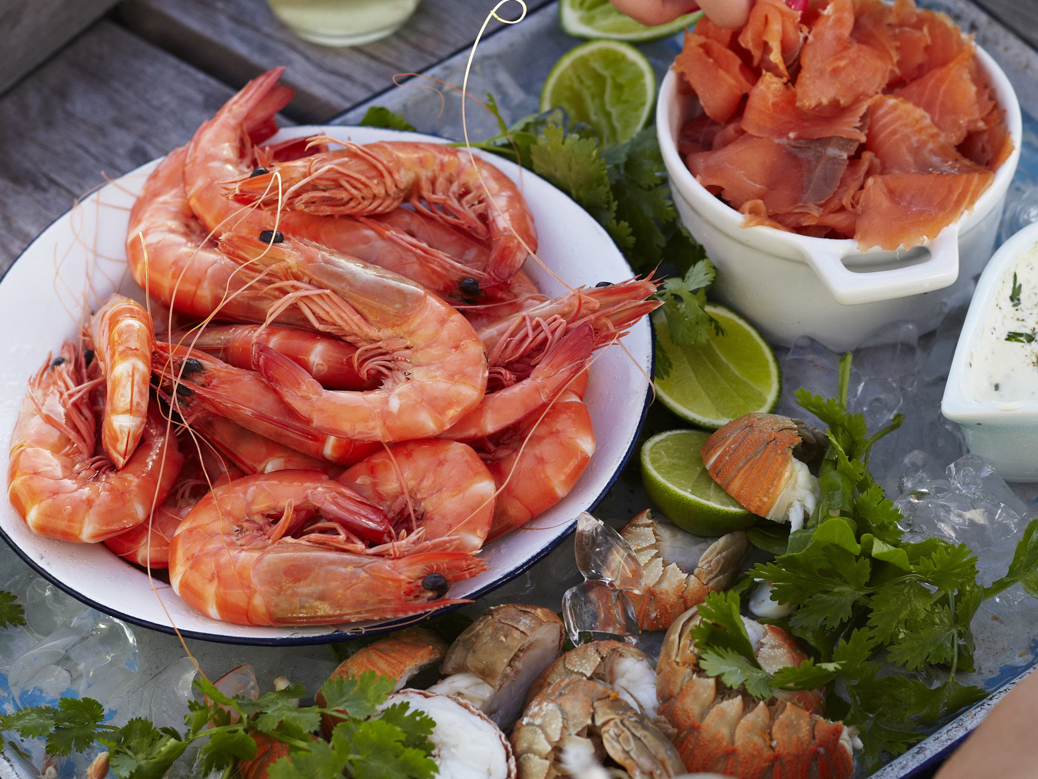 cold seafood platter with herb yoghurt