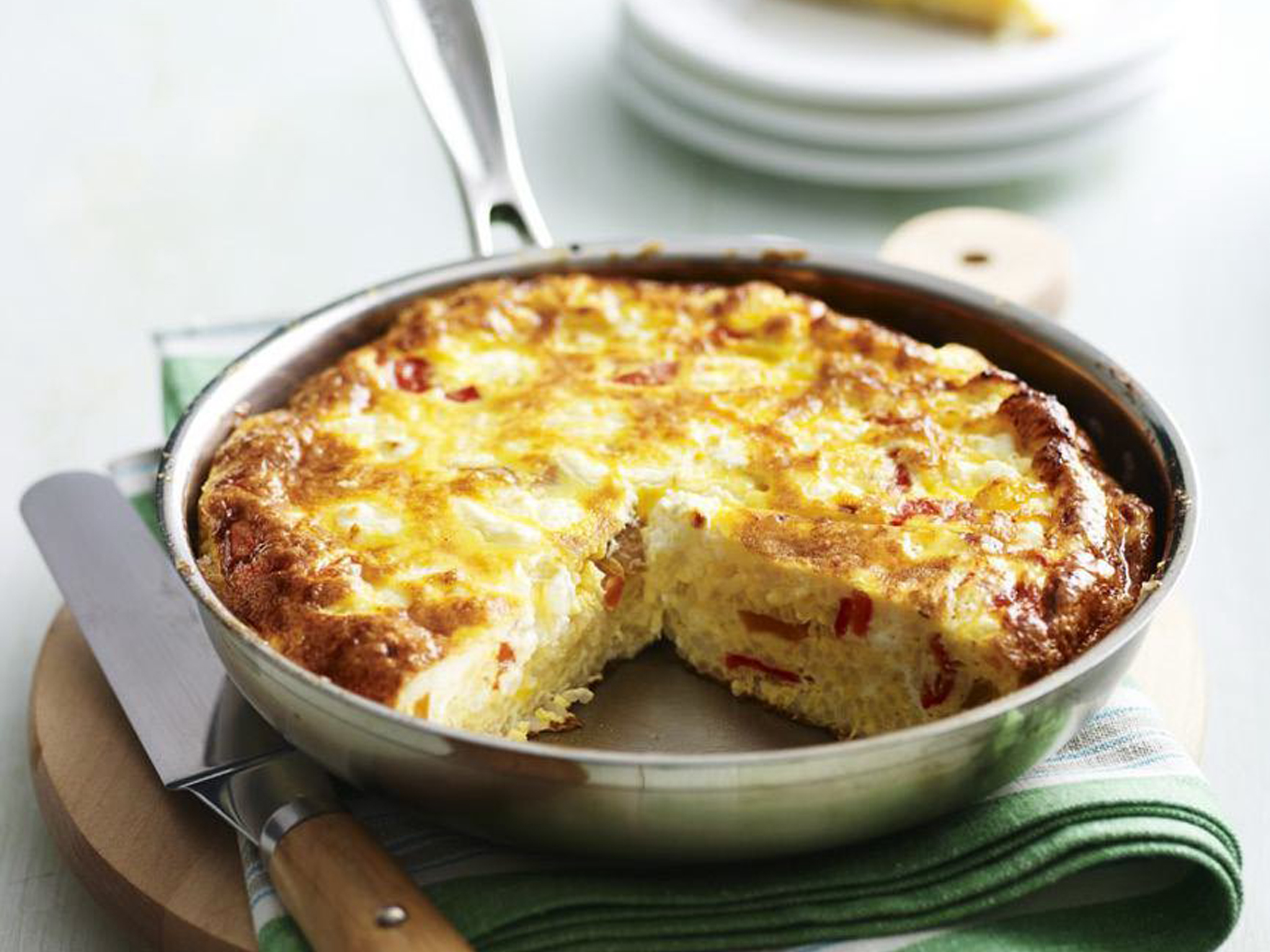 Capsicum, goat's cheese and rice frittata | Women's Weekly Food