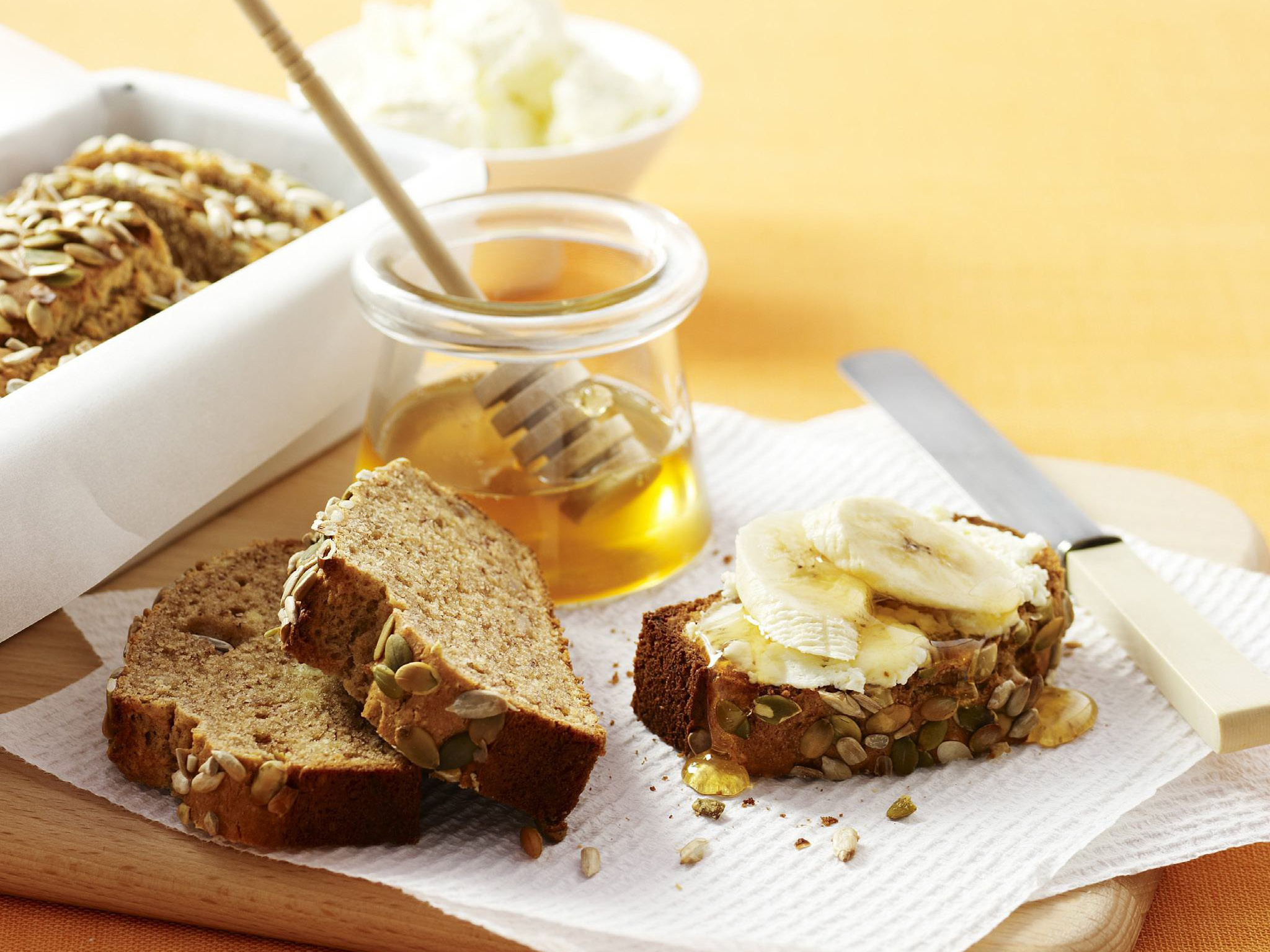 Banana bread with seeds