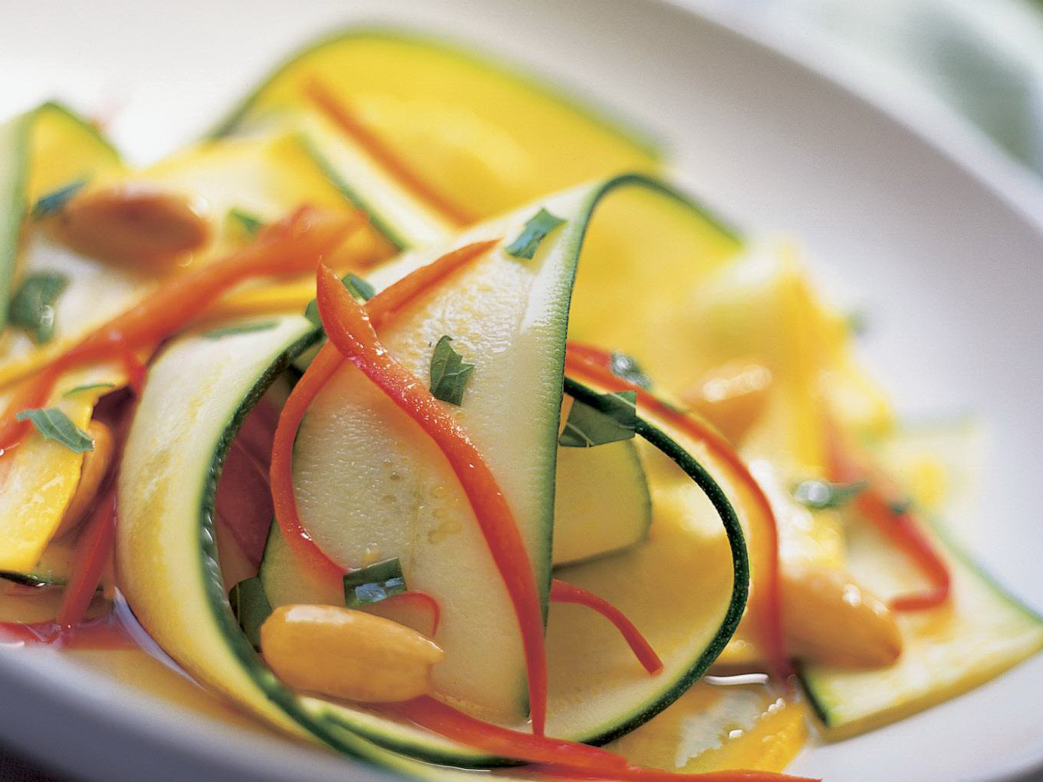 Zucchini ribbon salad with spearmint and almonds | Women's Weekly Food