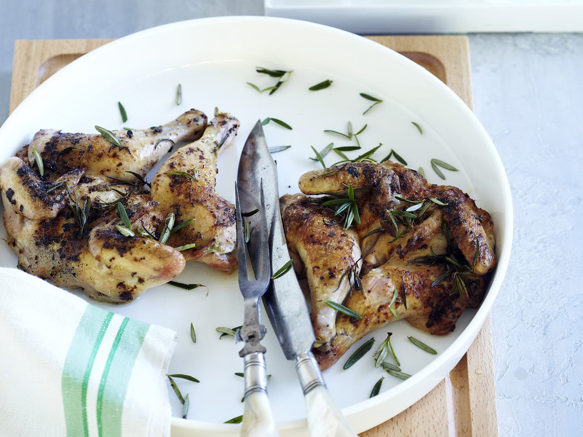 Butterflied chickens with anchovy butter Women's Weekly Food