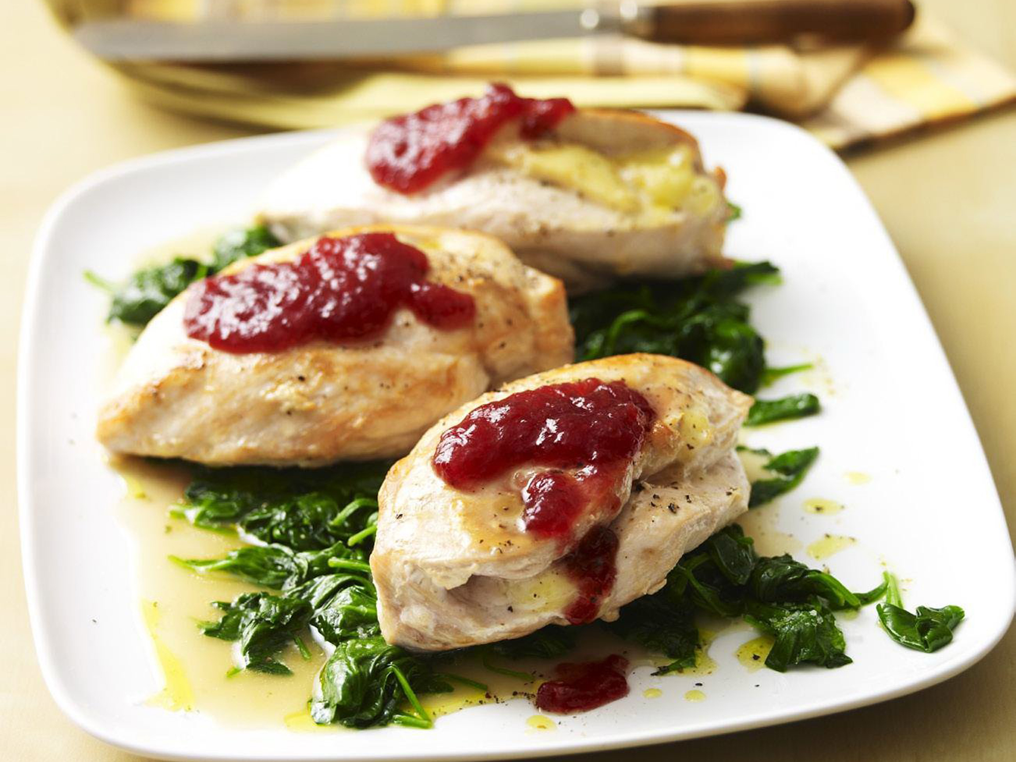 cheesy-stuffed chicken and cranberry