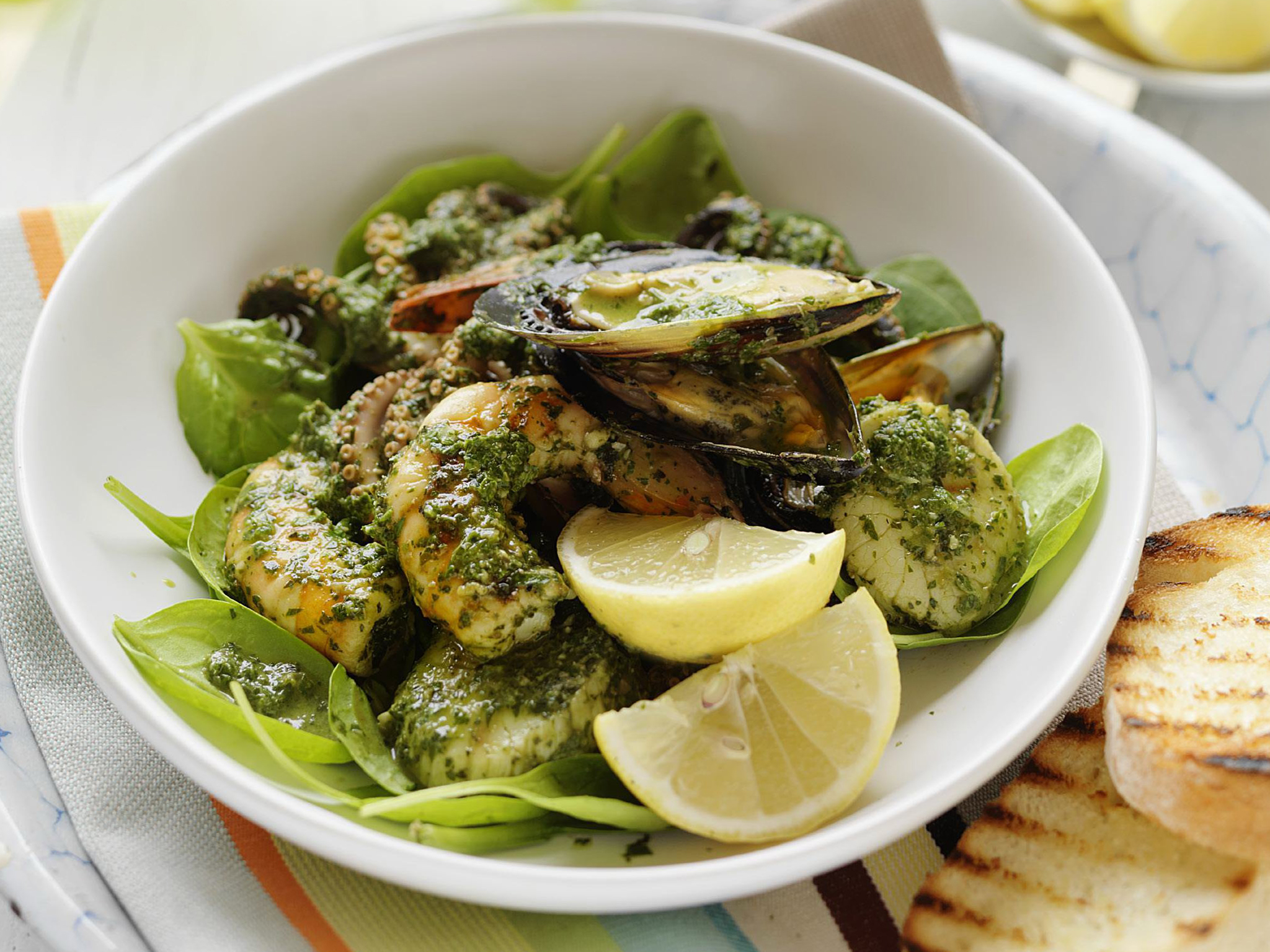 seafood salad with salsa verde