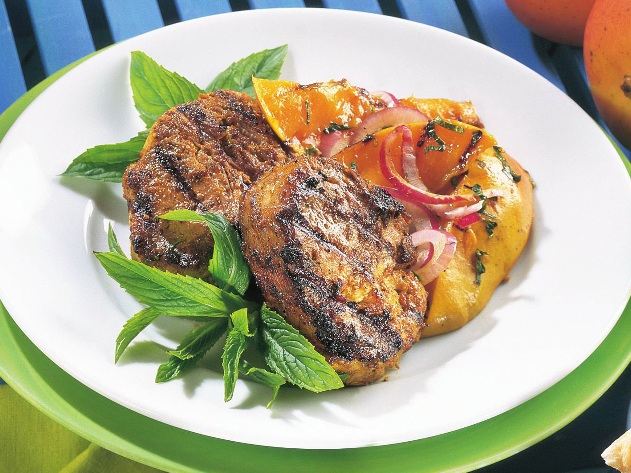 indian-spiced lamb  with mango and mint