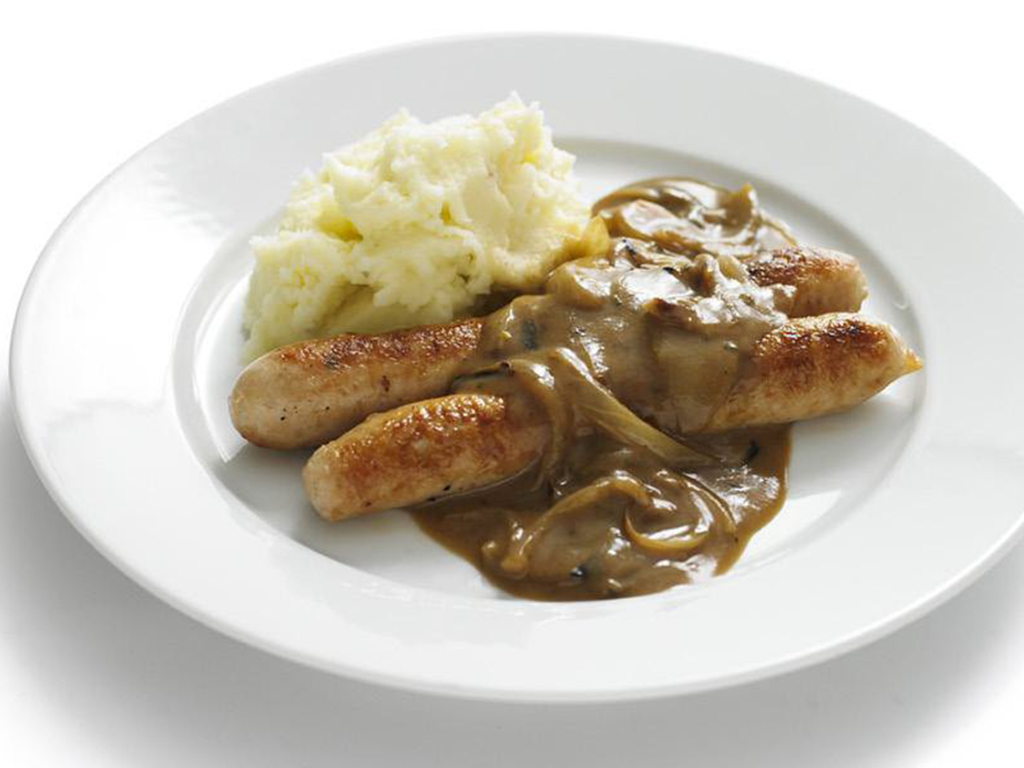 Sausages with caramelised onion and mustard gravy Women's Weekly Food
