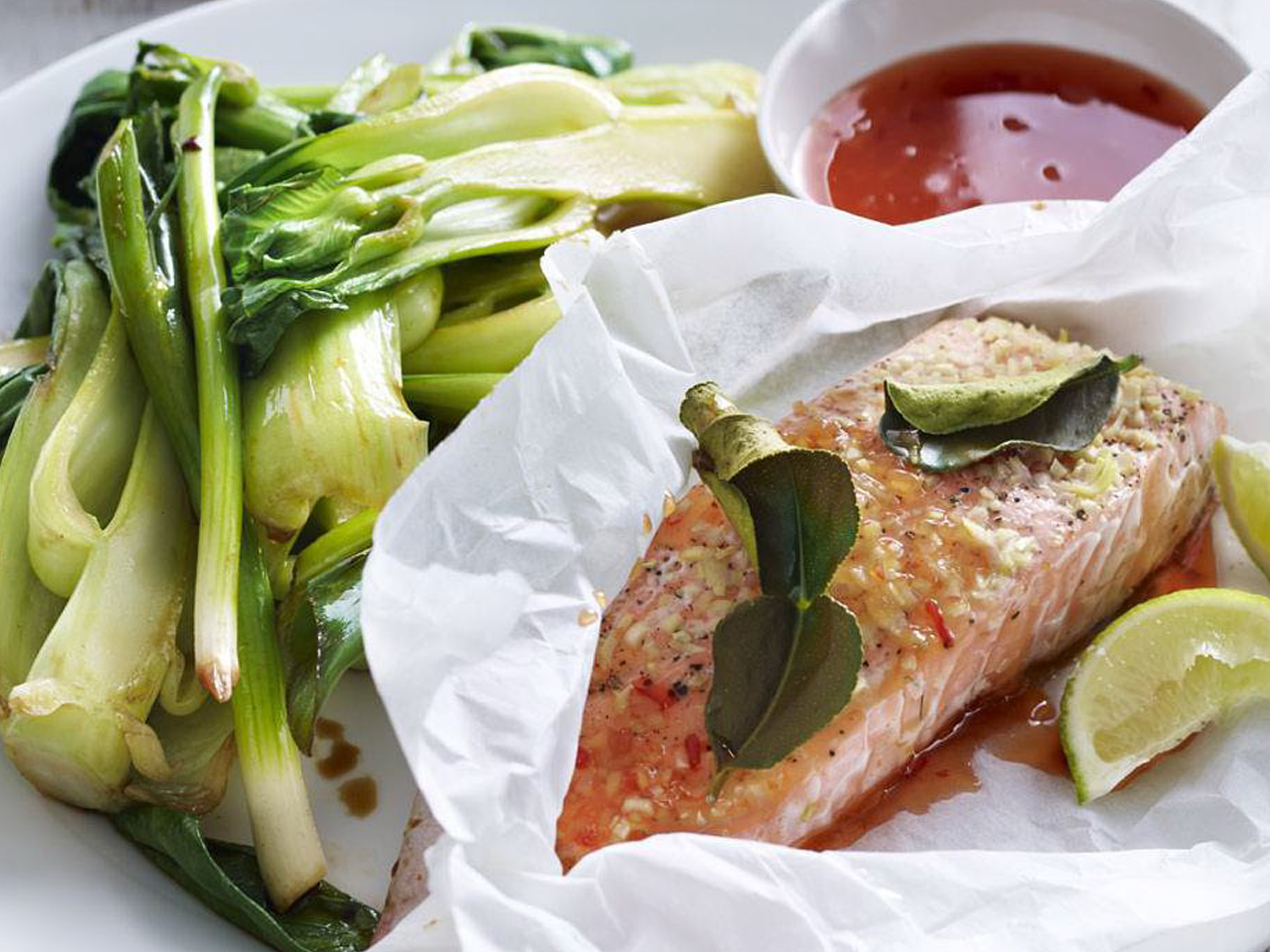 roasted ocean trout and asian greens