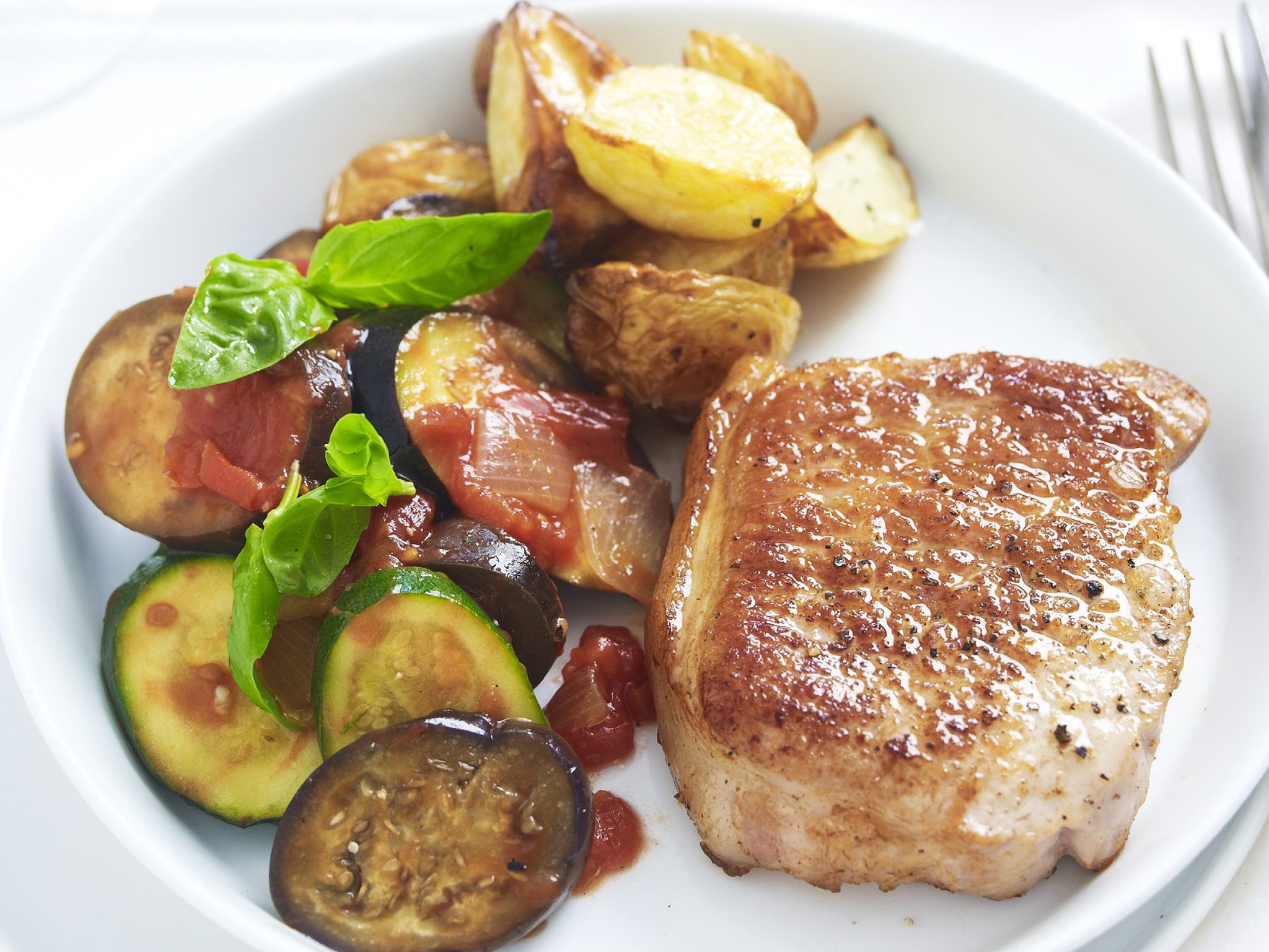 pork with ratatouille and potatoes