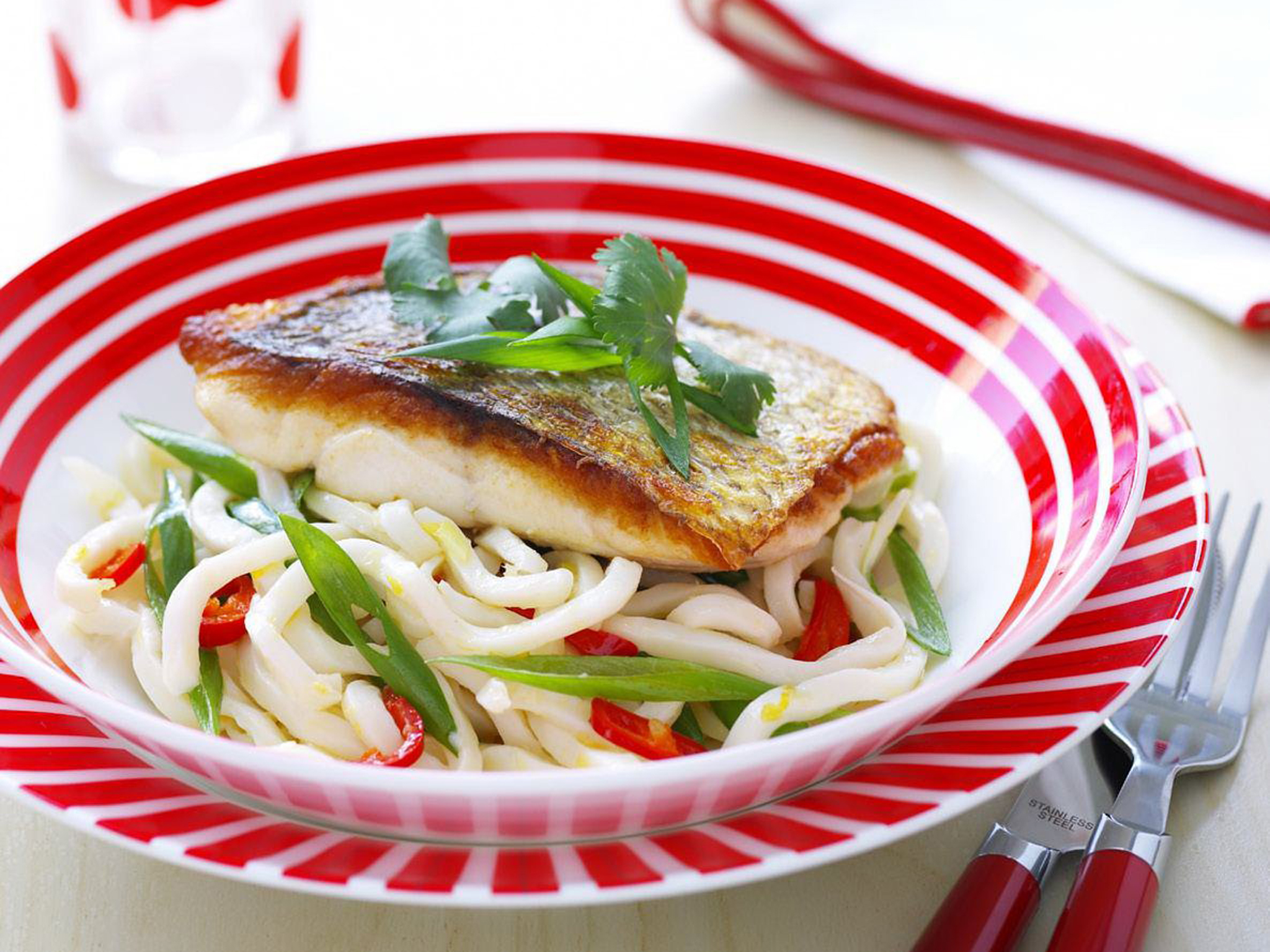 snapper with chilli noodles