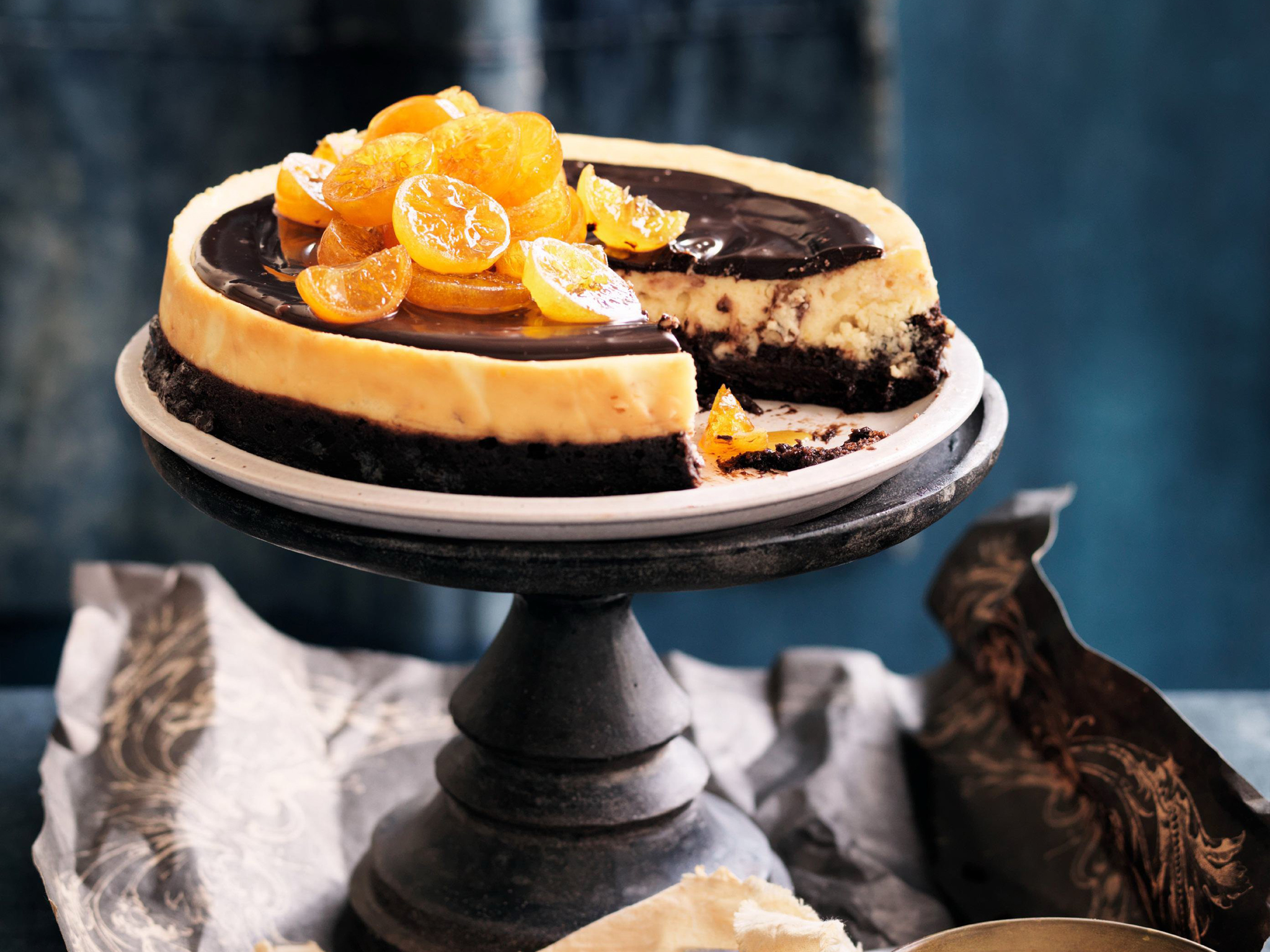Chocolate RICOTTA CHEESECAK Ewith candied fruit