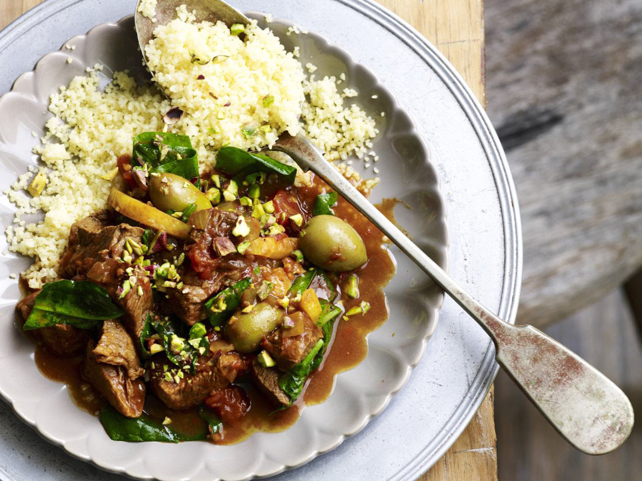 BEEF TAGINE WITH SPINACH AND OLIVES