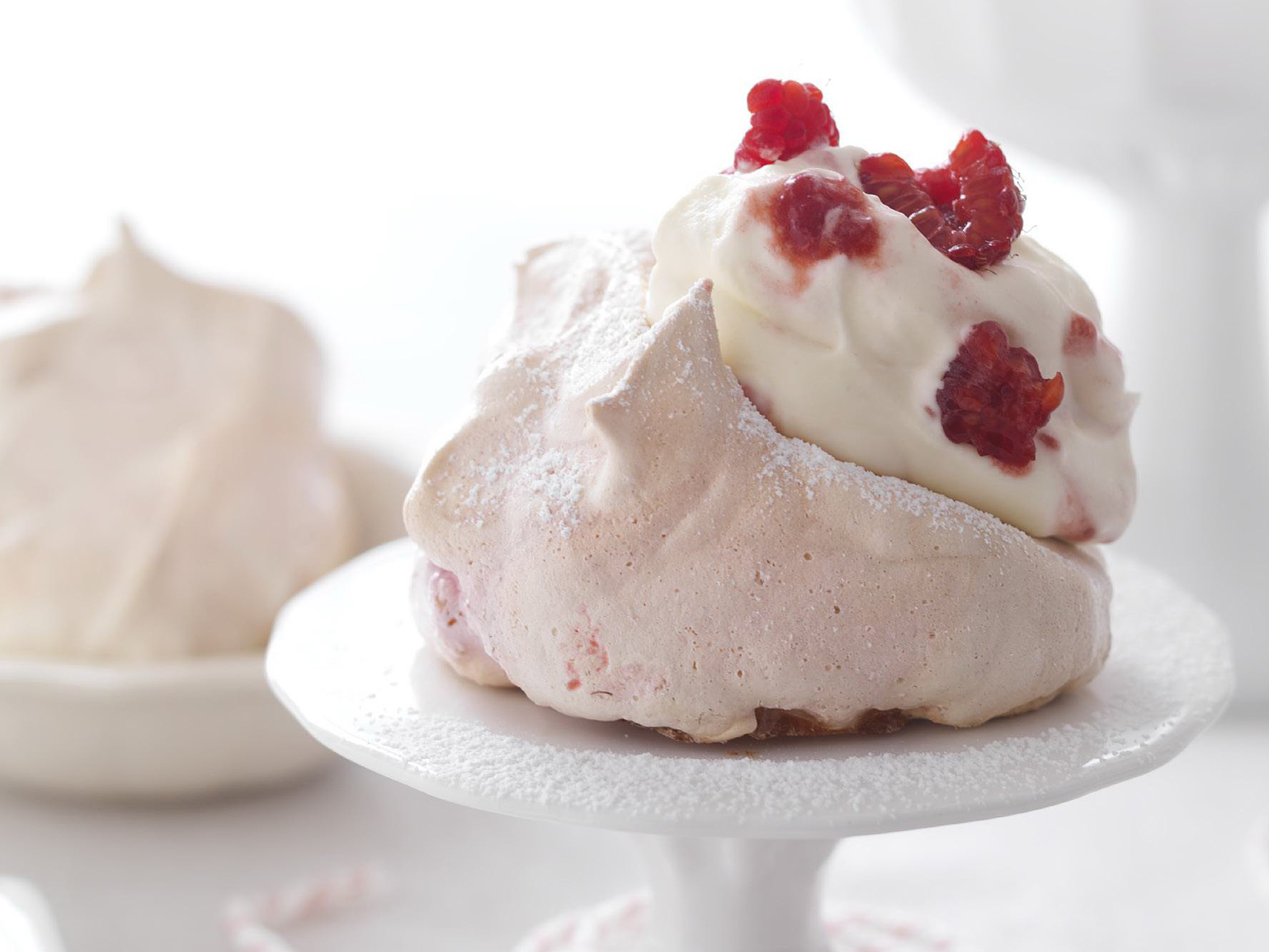 raspberry meringues with rosewater cream with rosewater cream
