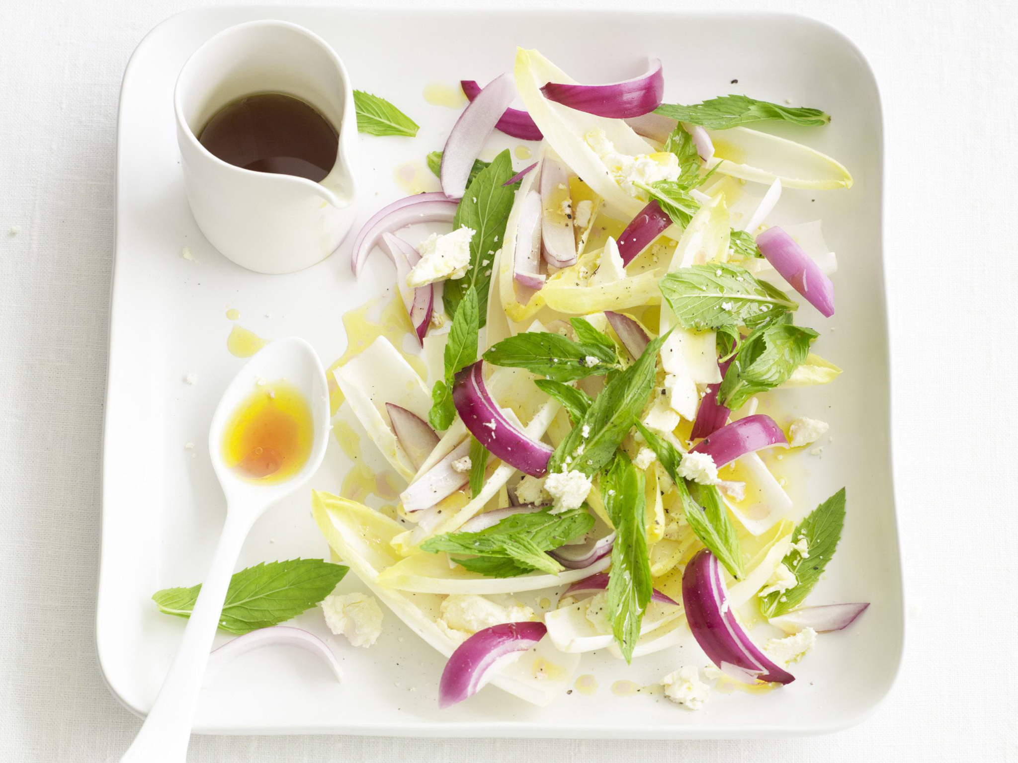 red onion salad with witlof and fetta