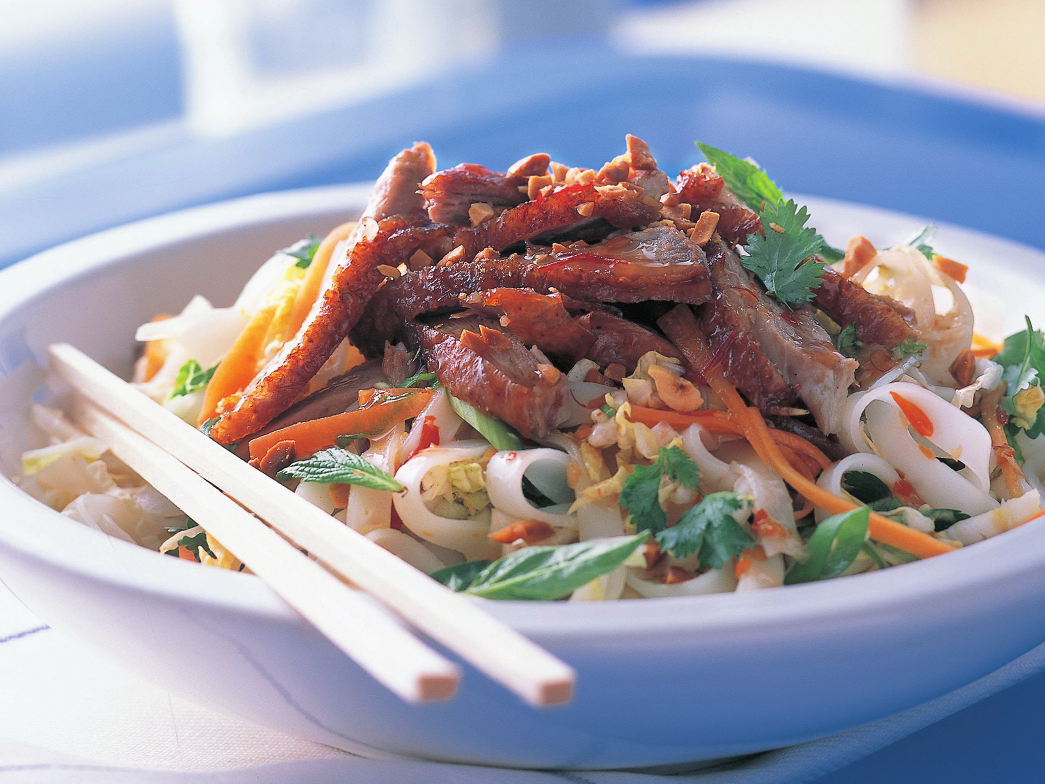 Duck and rice noodle salad