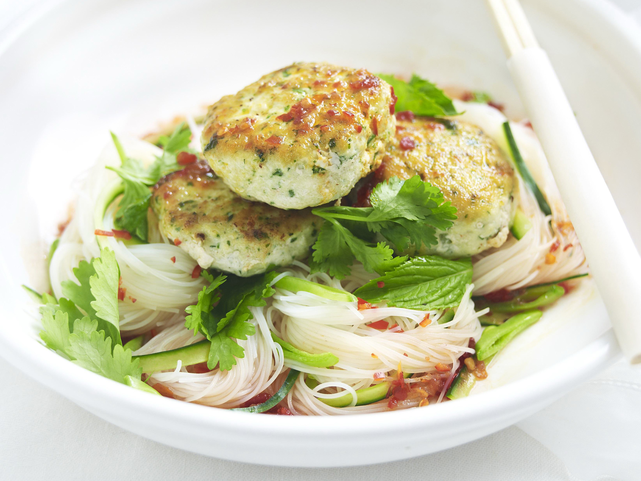 Thai fish cakes with noodle salad