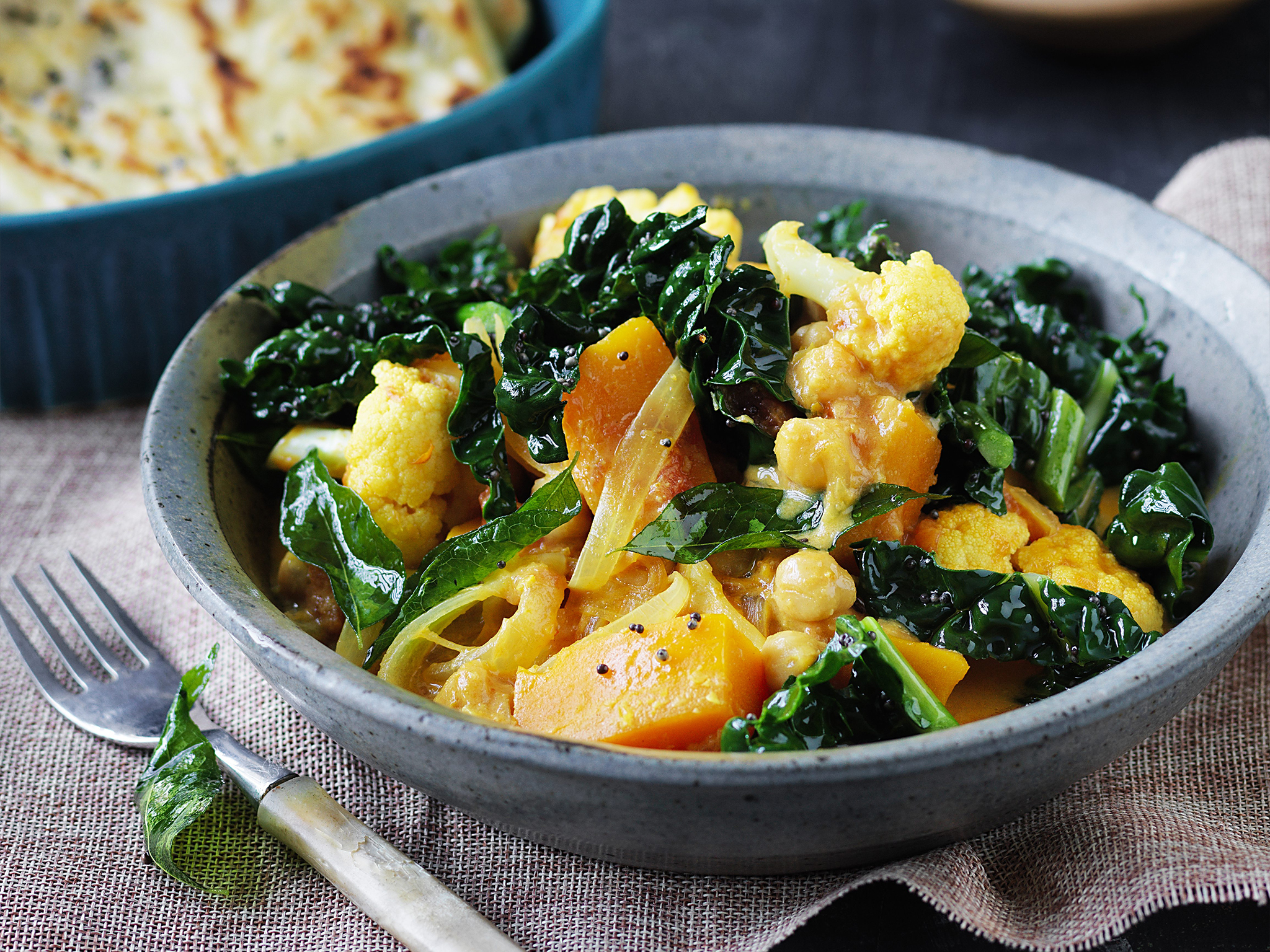 yellow curry with pumpkin and cauliflower