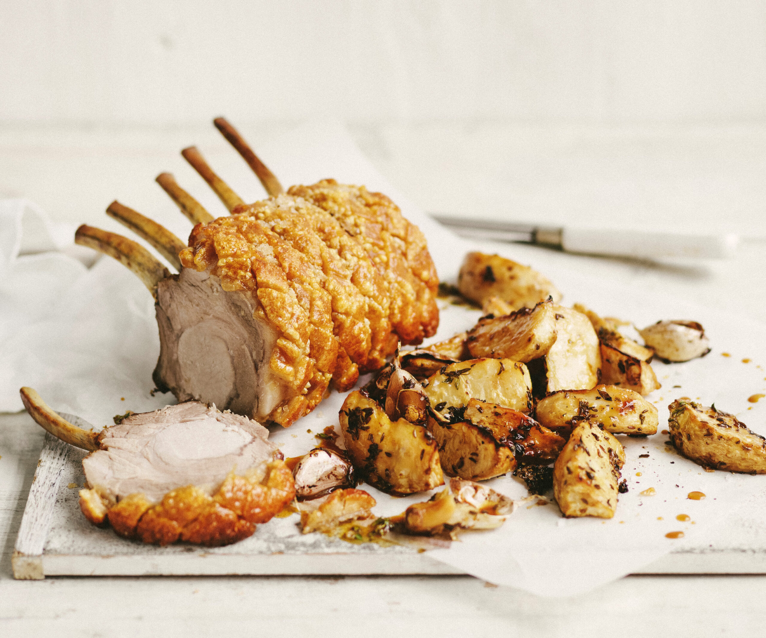 Pork Rib Eye Main Crackling pork rib eye with honey & lemon glaze | Women's Weekly Food