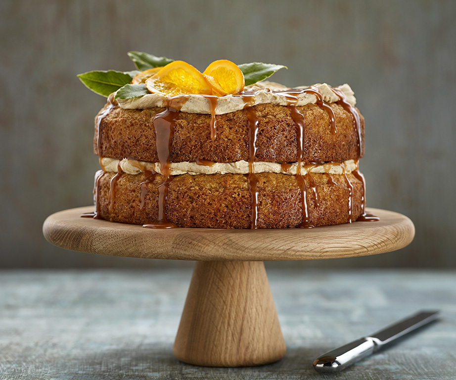 Easter carrot cake with buttercream & caramel sauce