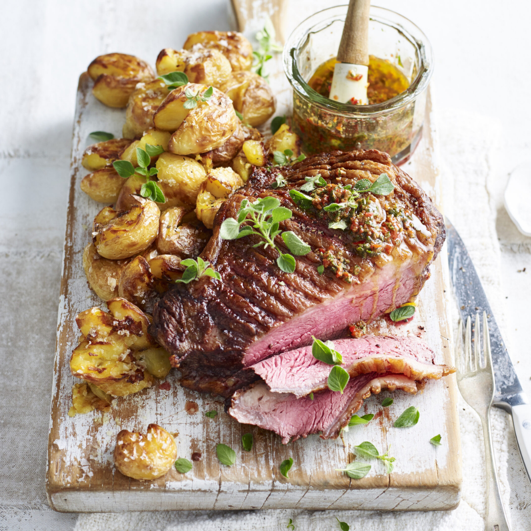 Picanha with smashed potatoes & anchovy vinaigrette