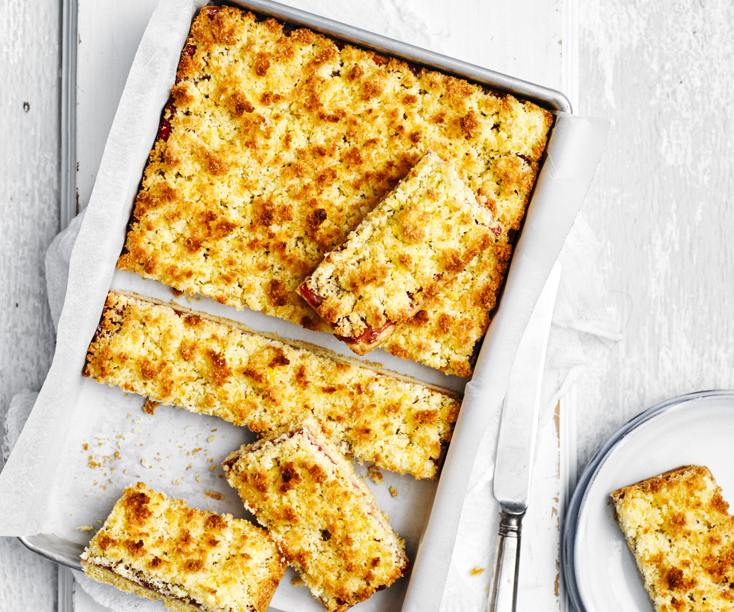 Classic raspberry coconut slice