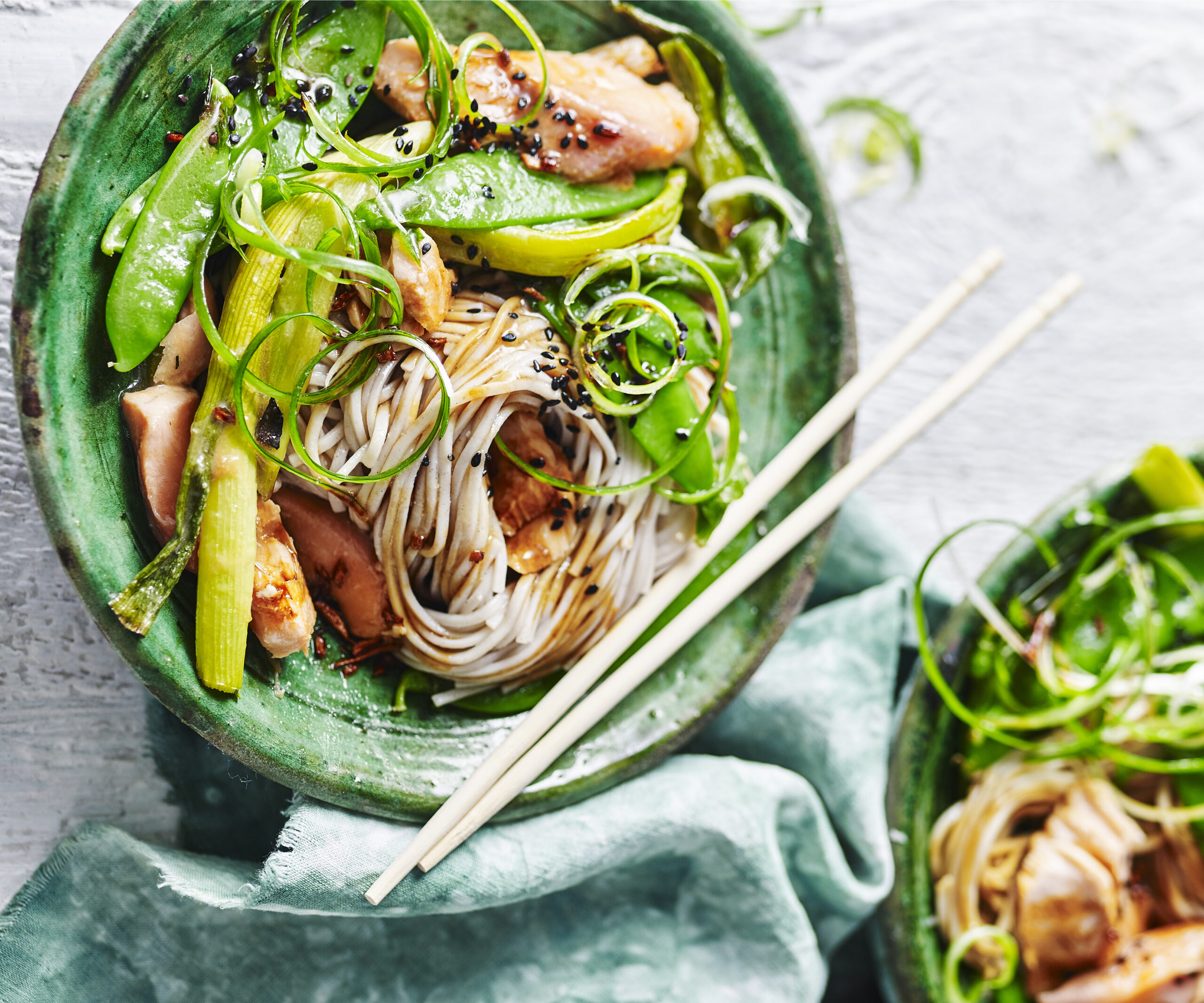 Miso and sesame salmon with soba noodles