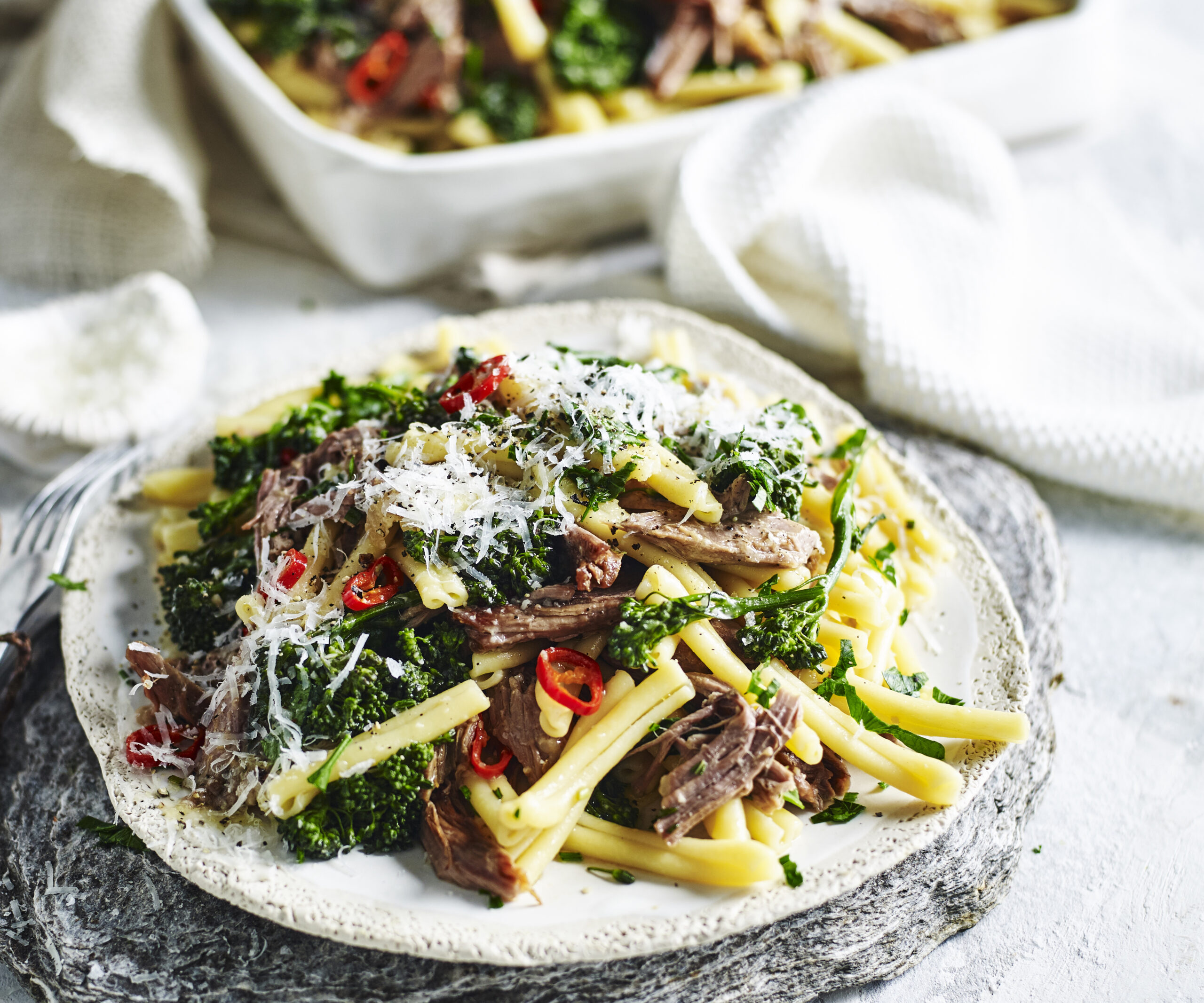 Slow-cooked lamb and rosemary pasta