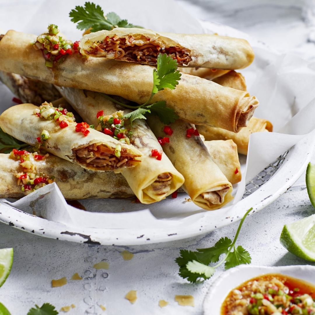 Air fryer vegetarian spring rolls