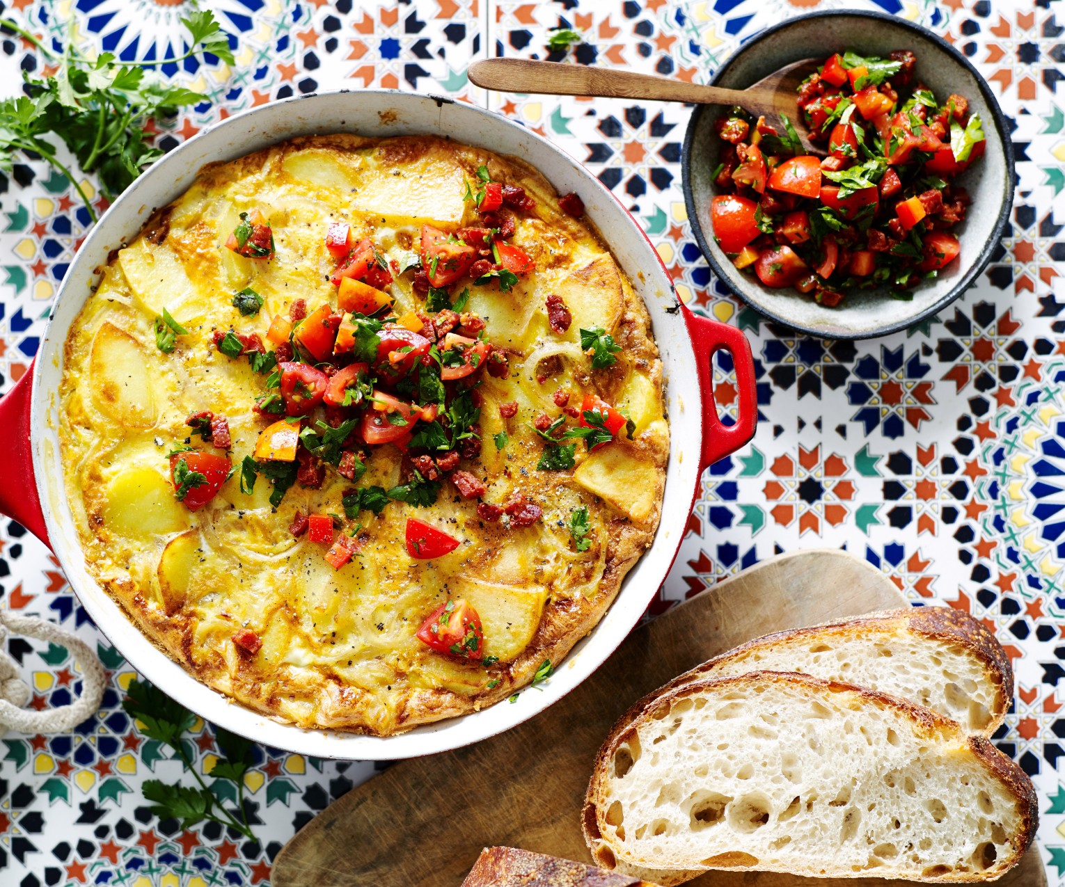 Spanish tortilla with chorizo salsa | Women's Weekly Food
