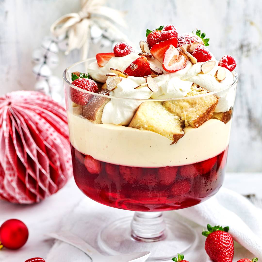 Raspberry and almond trifle
