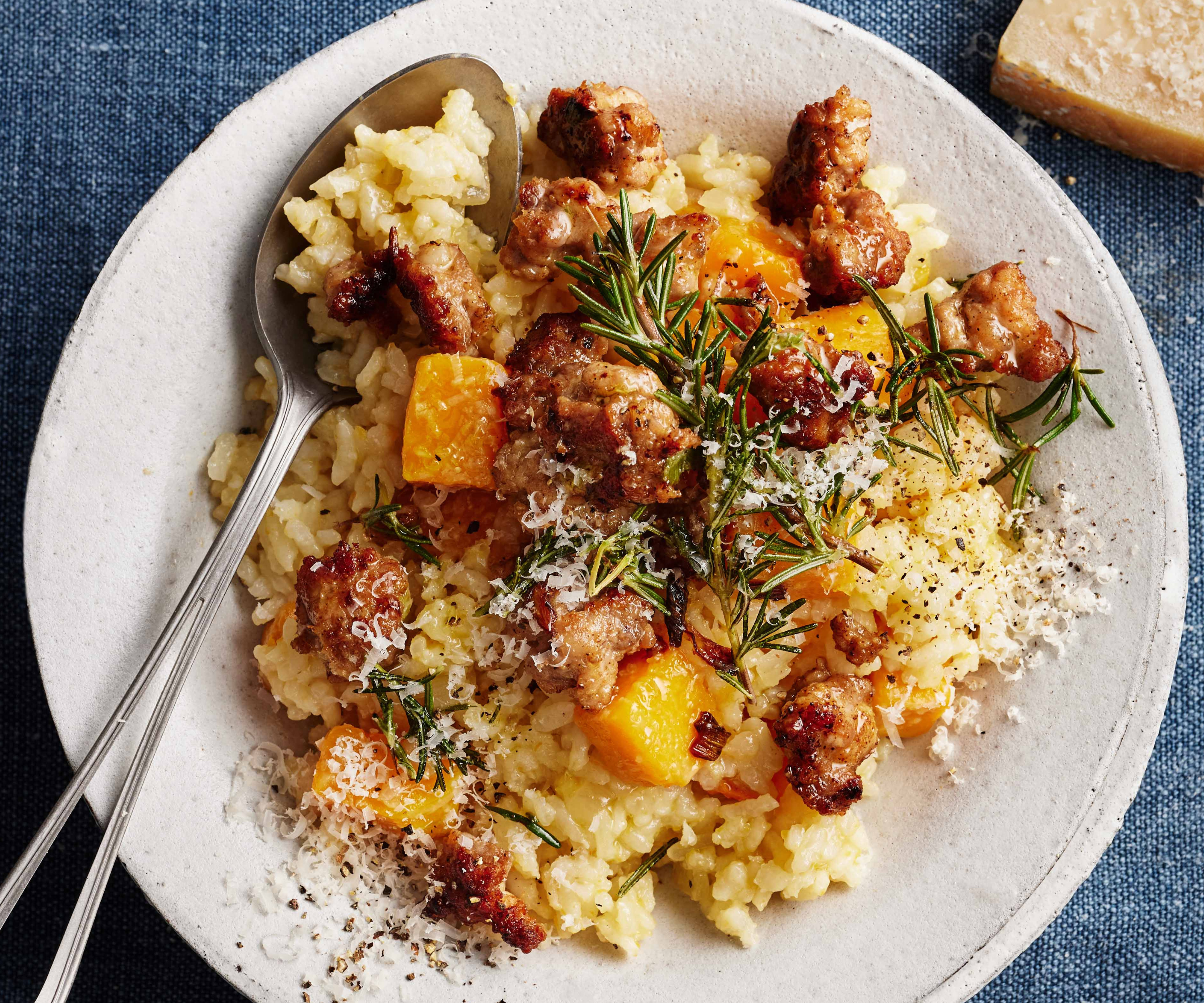 Pumpkin risotto with Italian sausage & rosemary
