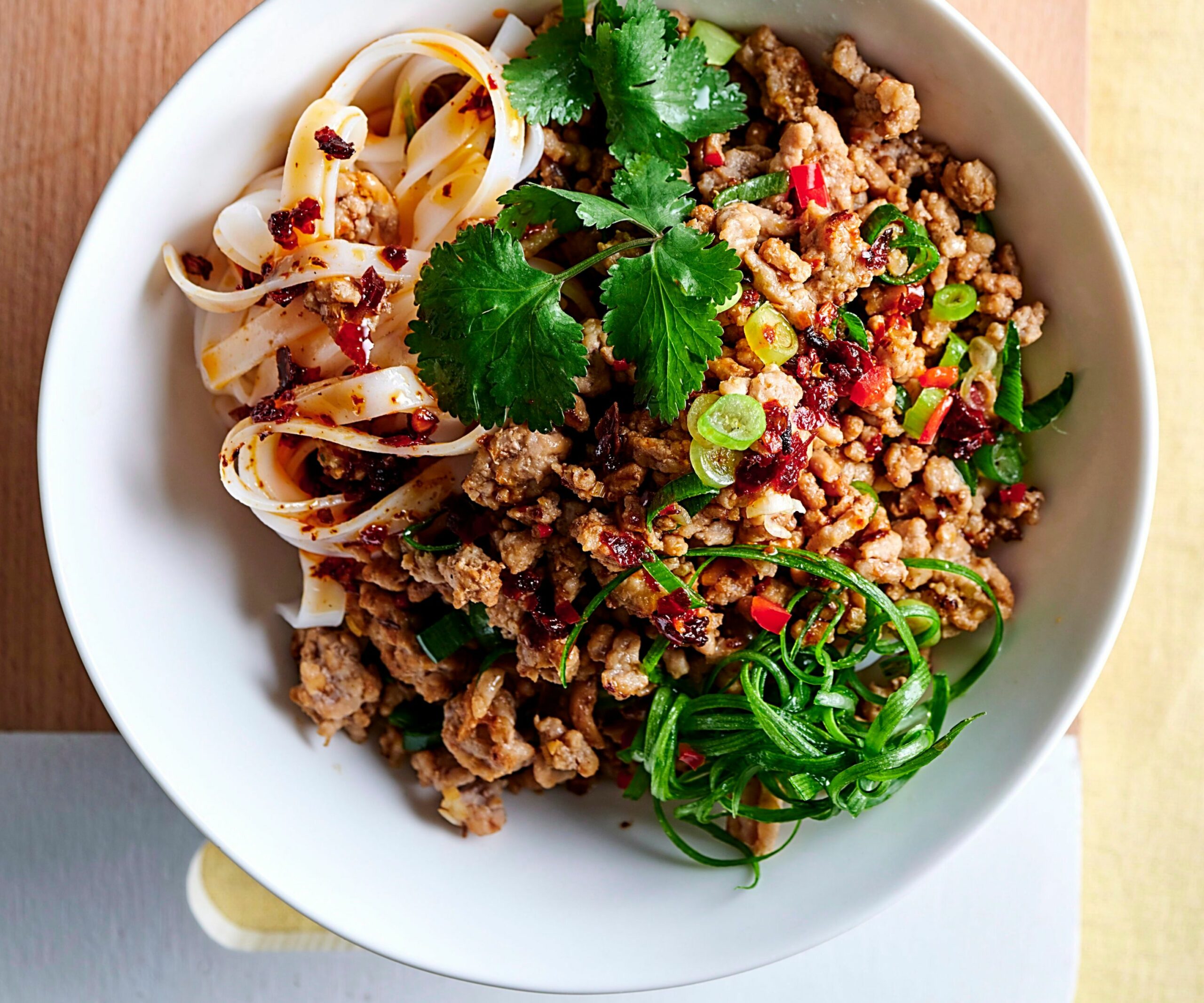 pork larb with rice noodles