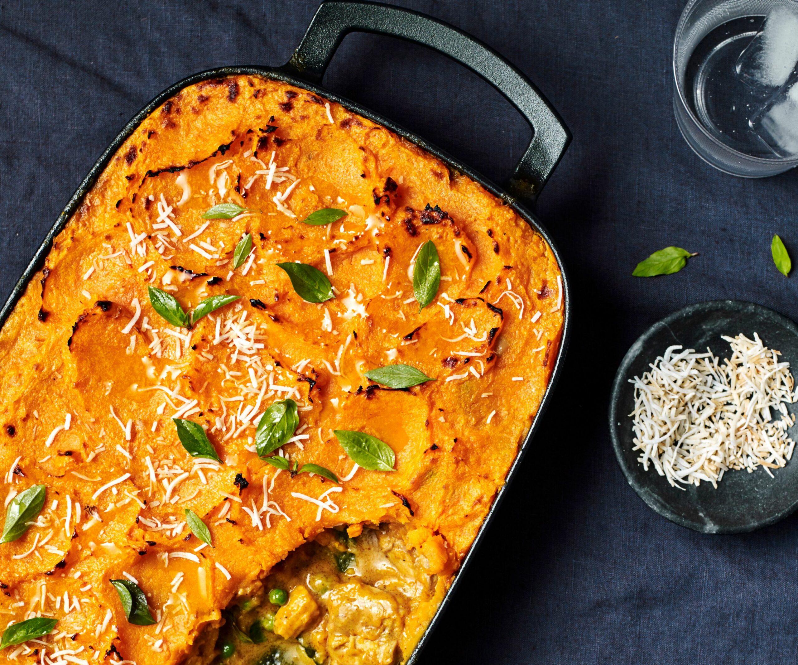 Yellow curry chicken cottage pie 