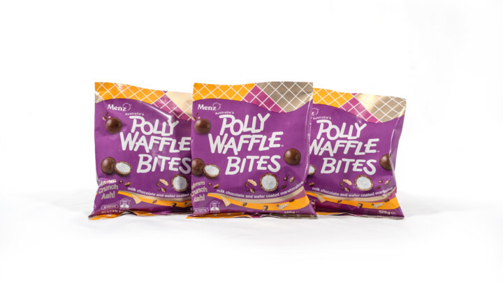 New Polly Waffle bites in their original chocolate bar-inspired packaging