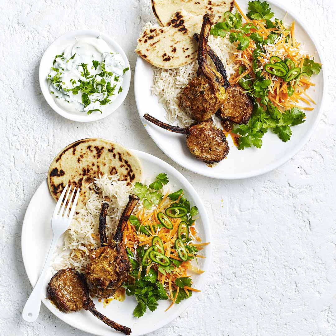 Air fryer lamb cutlets with carrot salad