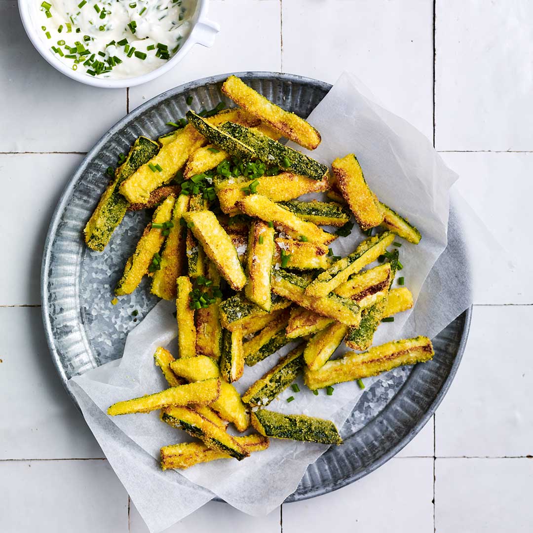 Air fryer zucchini chips with aioli