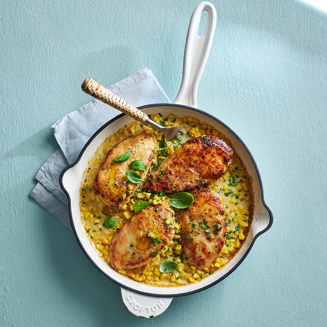Creamy one pan chicken with corn