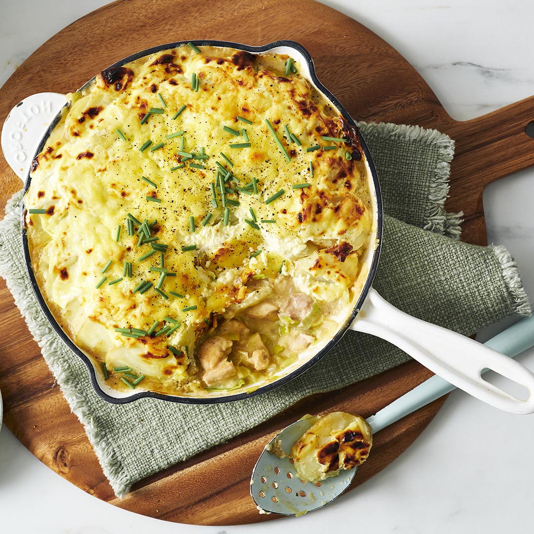 Julie Goodwin’s chicken & leek pie with potato bake topping