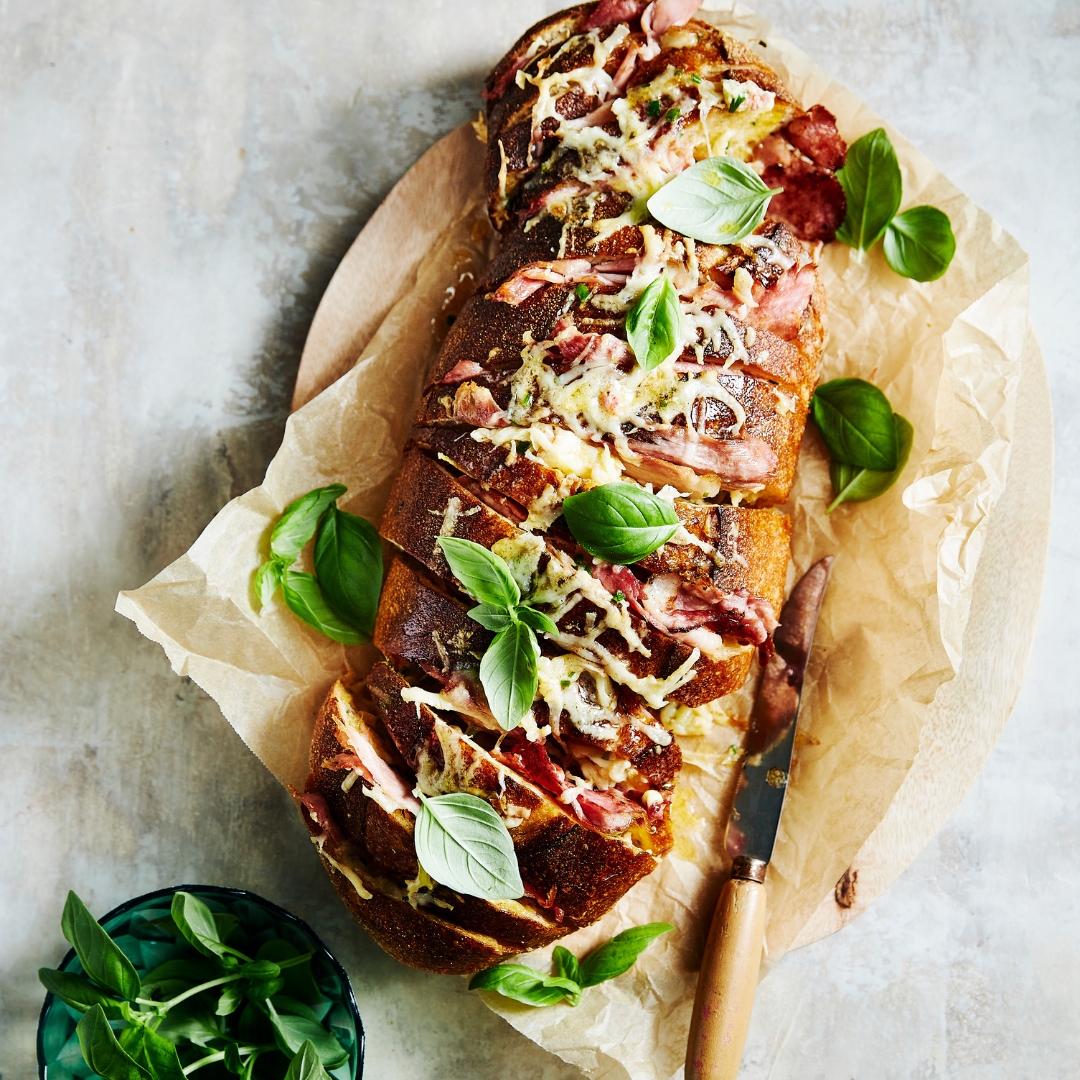 Cheese and ham pull apart