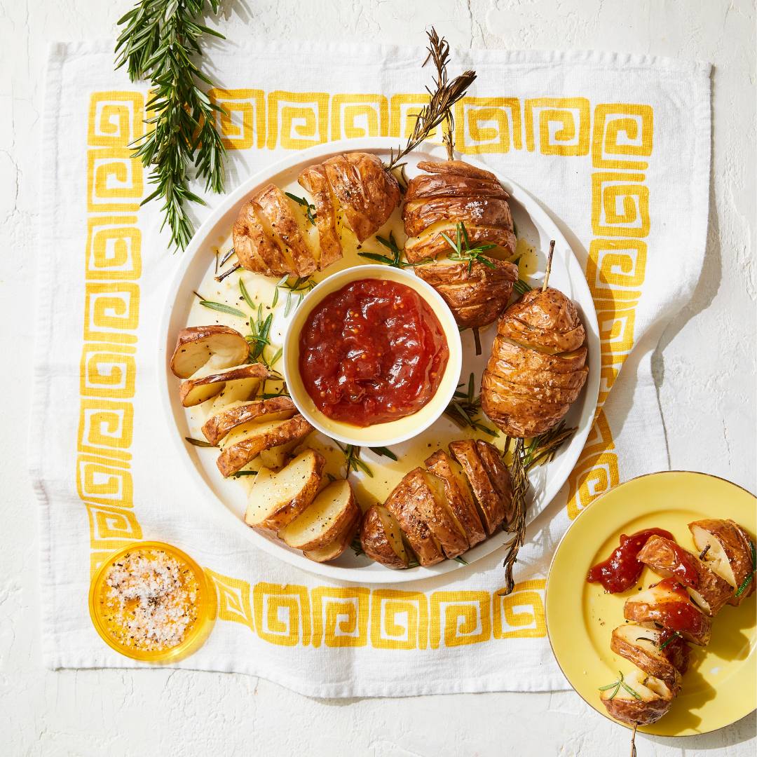 Crispy spiral potatoes with rosemary garlic butter