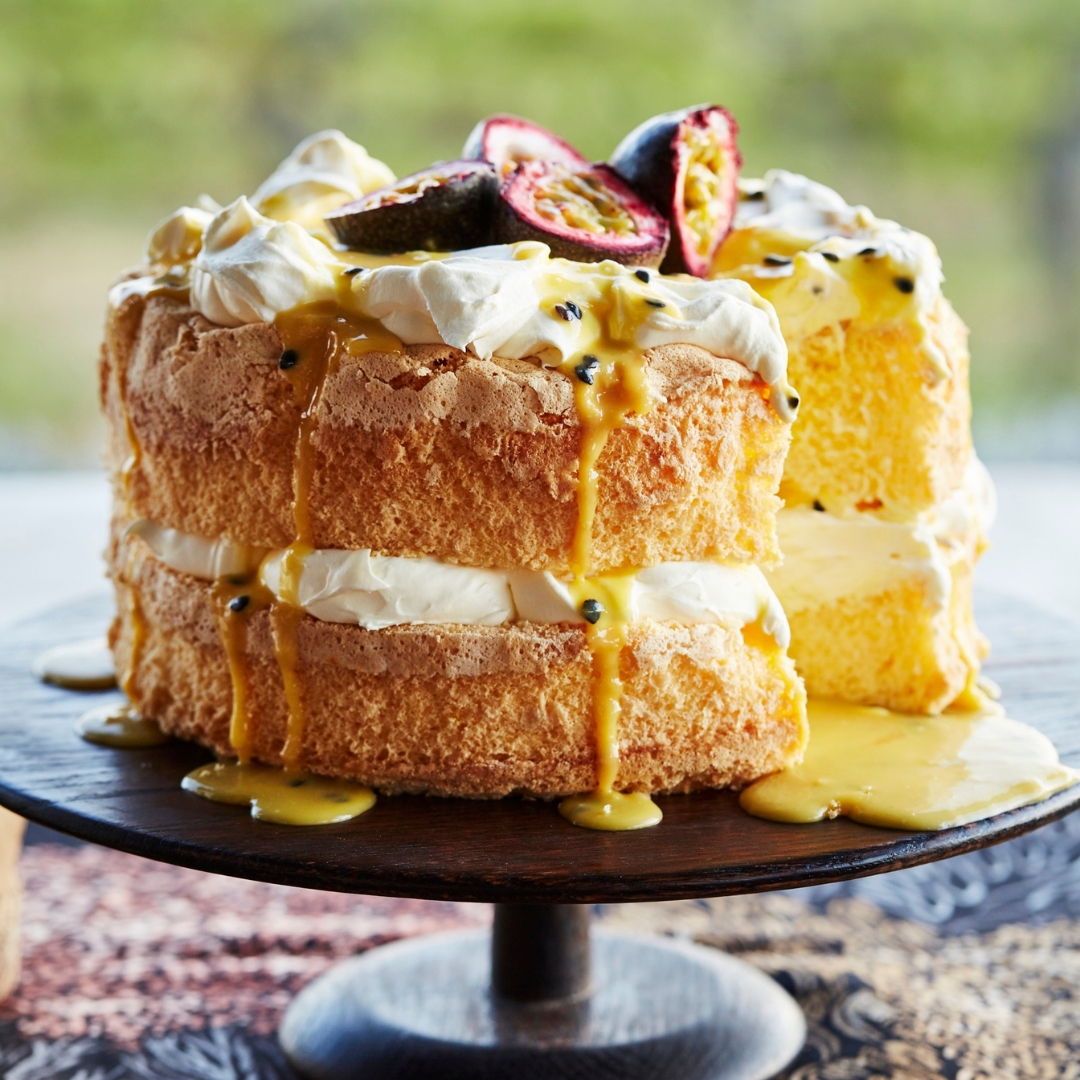 Maggie Beer’s passionfruit curd sponge cake