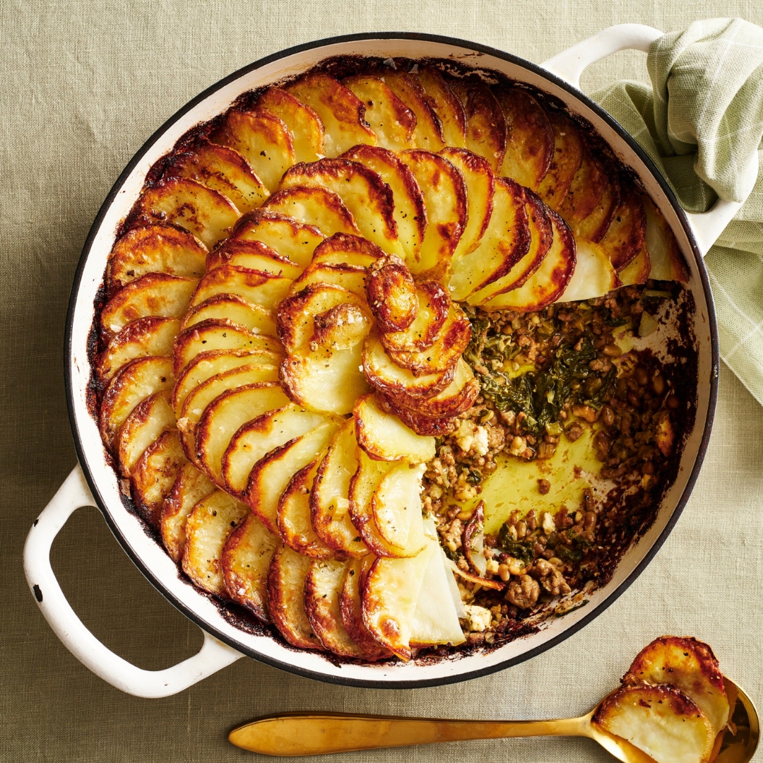 Lamb mince, silverbeet & potato pie