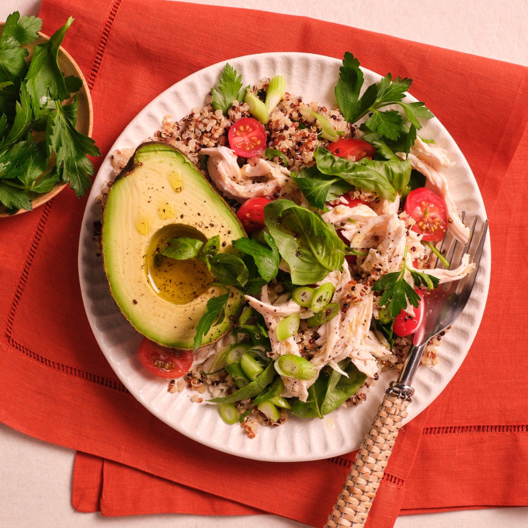 Poached chicken & quinoa salad